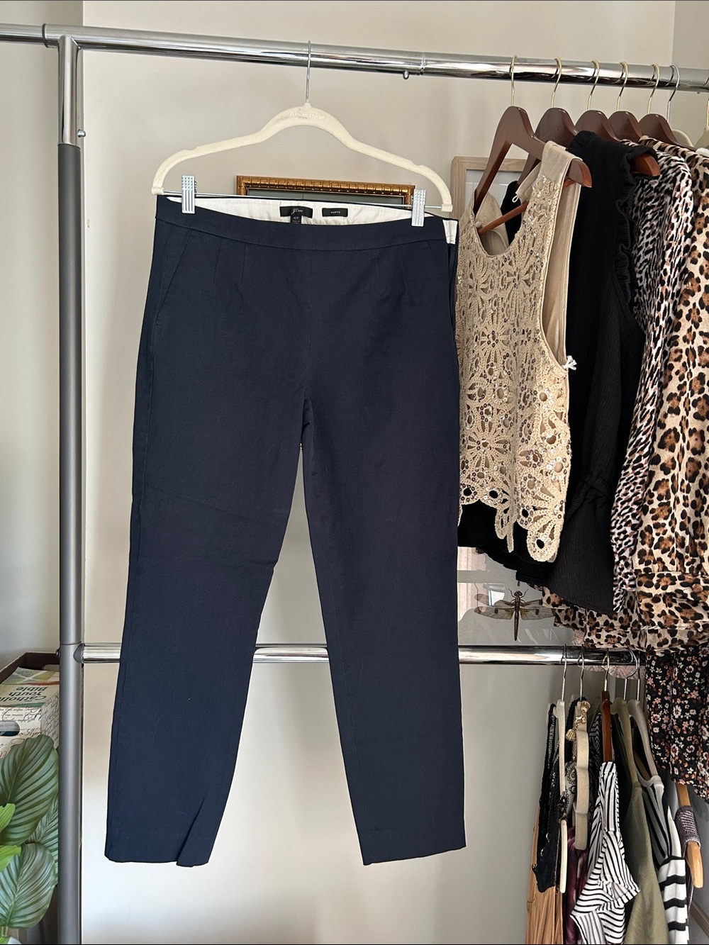 J. Crew Navy Straight-Leg fitted side zipper Ankle Pants